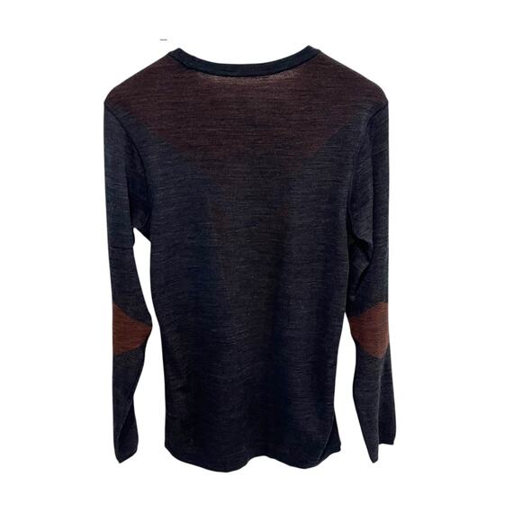 Smartwool Men's Intraknit Thermal Merino Base Layer Crew Medium Gray/Orange - Picture 2 of 6